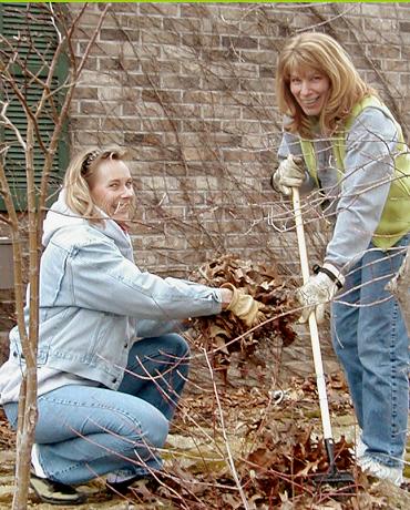 Janet and Terri Cleaning Up the Edging